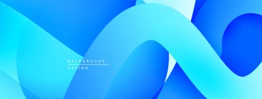 Soyut mavi arkaplan. Düz kıvrımlar, dinamik görsel efekt yaratır. Dijital projeler için modern tasarım.