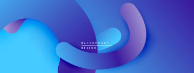Soyut sıvı şekilleri kesişir. Gradyan maviler, morlar dinamik kompozisyon oluşturur. Arka planlar için modern tasarım ögesi.