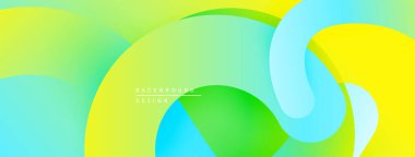 Soyut sıvı şekilleri canlı yeşillikleri, sarıları, mavileri harmanlıyor. Pürüzsüz gradyanlar dinamik görsel akış yaratır. Modern tasarım ögesi.