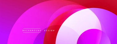 Soyut renkli katmanlar dinamik arkaplan yaratır. Pembe, mor, beyaz renkler kusursuz bir şekilde karışıp dairesel şekiller oluşturuyor. Modern tasarım ögesi.
