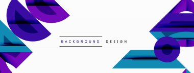 Soyut geometrik şekiller, mor, mavi renkler baskın gelir. Metin arkaplan dizaynı odaklı minimalist tasarım. Temiz, modern estetik.