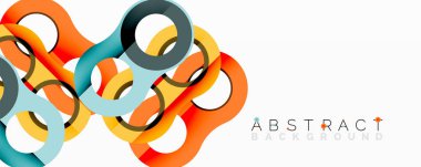 Soyut tasarım renkli döngüler, kıvrımlar, şekiller içerir. Arkaplan ve sunumlar için modern grafik öğesi. Temiz, canlı kompozisyon.