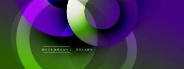 Soyut renkli tasarım. Üst üste binen daireler dinamik değişim etkisi yaratır. Sunumlar, afişler, web siteleri için modern arkaplan.