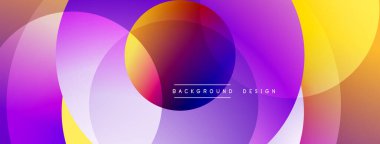 Soyut renk çakışan daireler dinamik gradyan arkaplan oluşturur. Modern tasarım, canlı renkler, yumuşak geçişler..