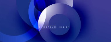 Soyut mavi katmanlar dinamik görsel efekt yaratır. Üst üste binen daireler derinlik ve modern estetik olduğunu gösteriyor. Metin arkaplan tasarımı okur.