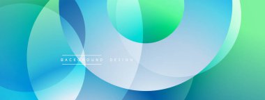 Soyut sıvı şekilleri örtüşür, parlak mavi, yeşil gradyanlar yaratır. Modern tasarım enerji, hareket, tazelik öneriyor. Minimalist estetik.