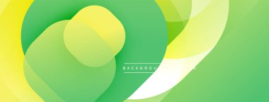 Soyut tasarım özellikleri üst üste binen sarı, yeşil şekiller. Yumuşak gradyanlar dinamik görsel akış yaratır. Minimalist estetik, modern kompozisyon.