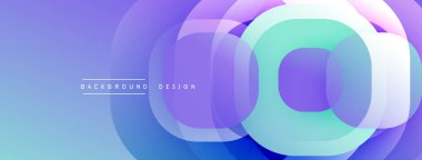 Soyut geometrik şekiller, katmanlı daireler, canlı mavi mor gradyan. Arkaplan ve sunumlar için modern tasarım ögesi.
