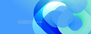 Soyut mavi tasarım, üst üste binen daireler, gradyanlar. Modern estetik, arka planlar ve sunumlar için uygun. Temiz, basit kompozisyon.