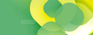 Soyut yeşil sarı eğim. Üst üste binen daireler dinamik görsel doku yaratır. Arkaplan ve sunumlar için modern tasarım ögesi.