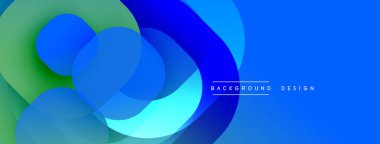 Soyut sıvı şekilleri örtüşür, parlak mavi, yeşil gradyanlar yaratır. Arkaplan ve sunumlar için modern tasarım ögesi.