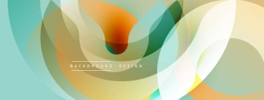 Soyut sıvı şekilleri örtüşür ve canlı renk değişimleri yaratır. Yumuşak kıvrımlar hareketi gösterir, modern tasarım estetiği. Arkaplanda metin ögeleri.