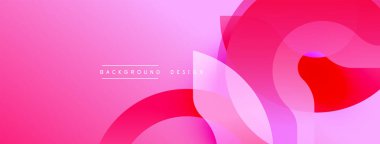 Soyut pembe arka plan. Üst üste binen şekiller dinamik görsel efekt yaratır. Gradyan renkler derinlik ekler, modern estetik.