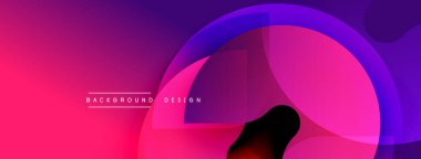 Soyut enerjik tasarım. Üst üste binen şekiller dinamik değişim etkisi yaratır. Pembe, mor renkler kompozisyona hakim. Modern estetik.