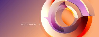 Soyut tasarım katmanlı daireler içerir. Renkler mor, turuncu ve kırmızıdan karışıyor. Minimum metin arka plan tasarımı okur. Modern, dinamik kompozisyon.