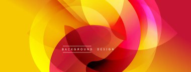 Soyut enerjik tasarım. Üst üste binen şekiller sıcak renk eğimlerini kullanarak dinamik akış oluşturur. Modern estetik, arka planlar için uygun.