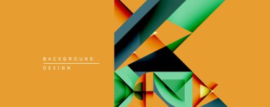 Soyut geometrik bileşim. Üst üste binen şekiller dinamik görsel efekt yaratır. Sıcak portakal, güzel yeşilliklere ve maviye zıt düşer. Arka planlar için modern tasarım ögesi.