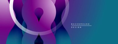 Soyut tasarım akış şekilleri, mor renkler, mavi gradyan. Modern estetik, dinamik bileşim, uygun arkaplan ögesi.