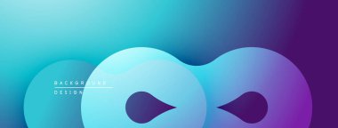 Soyut eğim arkaplanı. Pürüzsüz şekiller örtüşür, dinamik görsel efekt yaratır. Mavi, mor renkler kompozisyona hakim. Modern tasarım ögesi.