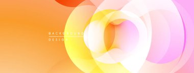 Soyut eğimler üst üste binen çemberler oluşturur. Sıcak renkler baskın gelir, yumuşak görsel akış yaratır. Tasarım modern, minimalist hissettiriyor..