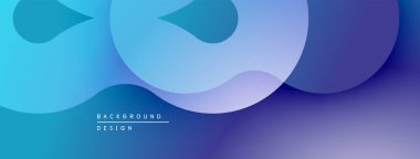 Soyut sıvı şekilleri, mavi mor gradyan. Modern tasarım, düz kıvrımlar, dinamik kompozisyon. Dijital projeler için arkaplan ögesi.