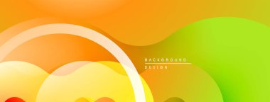 Soyut arkaplan özellikleri üst üste binen daireler, gradyanlar. Sıcak renkler baskın gelir, modern görsel efekt yaratır. Yumuşak geçişler mevcut.