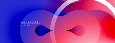 Soyut renkli arkaplan. Üst üste binen daireler dinamik görsel efekt yaratır. Gradyan geçişler, modern tasarım elementleri.