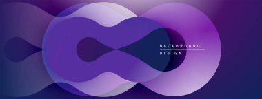 Soyut mor tasarım, üst üste binen daireler oluşturarak dinamik akış şekilleri yaratır. Modern estetik, değişim etkisi.