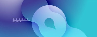 Soyut sıvı şekiller, mavi renkler, eğim arkaplanı. Minimalist tasarım, modern estetik, pürüzsüz geçişler.