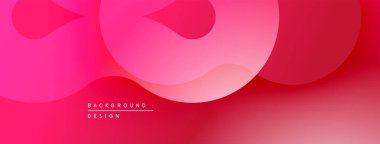 Soyut pembe arka plan. Üst üste binen şekiller akışkan ve modern tasarım yaratır. Gradyan renkler görsel derinlik, pürüzsüz geçişler sunar.
