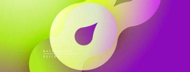 Soyut, enerjik bir arkaplan. Pürüzsüz renk eğimleri akışkan şekiller yaratır, mor, yeşil, sarı renkler tasarımda baskın gelir. Modern estetik.