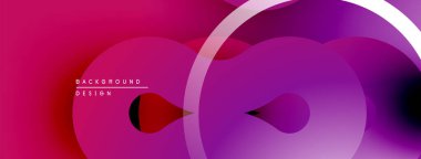 Soyut sıvı şekilleri, canlı mor morumsu renkler. Modern tasarım, düzgün eğimler, üst üste binen formlar dinamik görsel efekt yaratır.