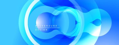Soyut mavi tasarım, üst üste binen daireler oluşturarak dinamik görsel efekt yaratır. Pürüzsüz gradyanlar modern estetiği geliştirir.