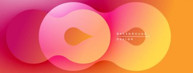 Soyut akışkan şekiller harmanlanır ve canlı bir değişim yaratır. Pembe, turuncu renkler kompozisyona hakim. Modern tasarım ögesi.