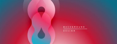 Soyut tasarım özellikleri üst üste binen daireler, farklı renkler. Kırmızı, pembe, mavi renkler modern görsel efekt yaratır. Minimalist stil.