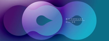 Soyut sıvı şekilleri örtüşür, parlak mavi ve mor renkler yaratır. Modern tasarım sonsuzluk sembolü, pürüzsüz geçişler öneriyor.