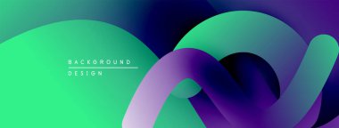 Soyut sıvı şekilleri, canlı gradyanlar. Yeşil, mor renkler modern tasarımı kusursuz bir şekilde harmanlıyor. Yumuşak kıvrımlar hareketi, derinliği gösterir.