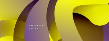 Soyut akışkan şekiller, canlı sarı, mor renkler. Modern tasarım, pürüzsüz gradyanlar dinamik görsel efekt yaratır.