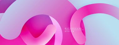 Soyut sıvı şekiller, canlı pembeler, maviler modern arka plan yaratır. Yumuşak eğimler, akış eğrileri hareket, derinlik.