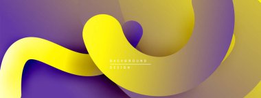 Soyut akışkan şekiller, canlı mor, sarı renkler. Modern tasarım, pürüzsüz gradyanlar dinamik görsel efekt yaratır.