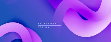 Soyut sıvı şekilleri mor, mavi renkleri harmanlıyor. Modern tasarım hareketi çağrıştırıyor, derinliği. Arkaplan yaratıcılığı, yeniliği öneriyor.