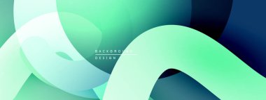 Soyut sıvı şekiller, canlı yeşiller, maviler modern arka plan yaratır. Yumuşak eğimler, üst üste binen katmanlar dinamik görsel efekt sunar.