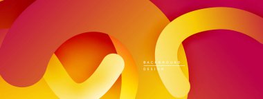 Soyut sıvı şekilleri, canlı gradyanlar. Sıcak renkler kompozisyona hakim, dinamik görsel akış yaratır. Modern tasarım ögesi.