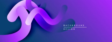Soyut sıvı şekiller, mor renkler, modern tasarım. Gradyan arka plan dinamik görsel efekt yaratır. Yumuşak kıvrımlar, zarif kompozisyon.