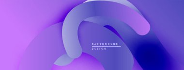 Soyut sıvı şekiller, mor gradyanlar modern arkaplan oluşturur. Yumuşak kıvrımlar üst üste biniyor, dinamik görsel bileşim oluşturuyor.