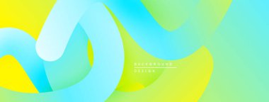 Soyut sıvı şekilleri sarı, mavi ve yeşil renkleri harmanlıyor. Dinamik kompozisyon modern görsel deneyim yaratır. Yumuşak eğimler yumuşak estetik sunar.
