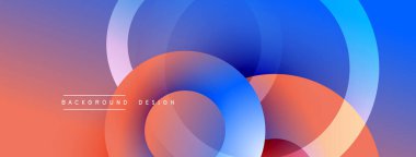 Soyut renkli çemberler dinamik görsel efektler yaratıyor. Gradyan renkler düzgün bir şekilde harmanlanarak modern arkaplan tasarımı oluşturur.