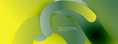 Soyut sıvı şekilleri, canlı yeşil-sarı gradyan. Modern tasarım ögesi, düz eğriler dinamik bileşim oluşturur.