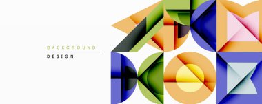 Soyut geometrik şekiller canlı bileşimler yaratır. Üst üste binen formlar, kalın renkler, modern tasarım elementleri dinamik görsel deneyimi akla getiriyor. Temiz çizgiler, gradyanlar sunar şık arkaplan.