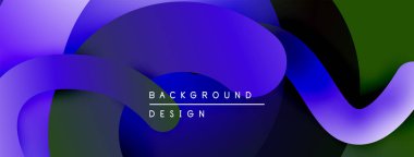 Soyut sıvı şekiller, canlı mor, yeşil renkler. Modern tasarım, pürüzsüz eğimler dinamik kompozisyon yaratır. Projeler için arkaplan ögesi.